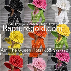 I Am The Queen Style 123136 Golden Glory Couture Church Hat Multi  Donna vinci